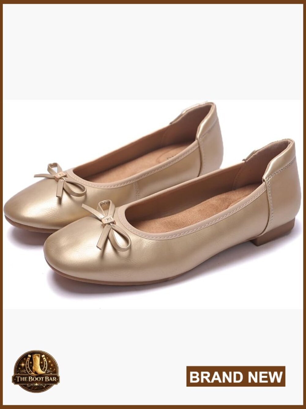Women's Round Toe Ballet Flats with Bow, Arch Support Memory Foam Insole